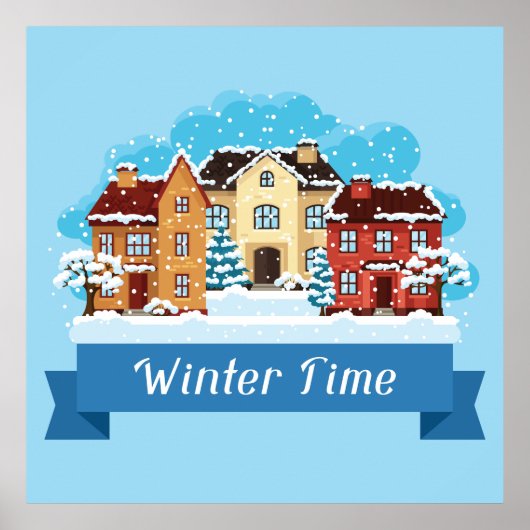 Wintertijd sneeuwen poster (Voorkant)