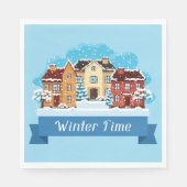 Wintertijd sneeuwen servet (Voorkant)