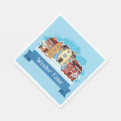 Wintertijd sneeuwen servet (Hoek)