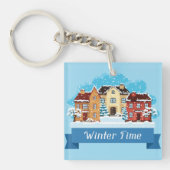 Wintertijd sneeuwen sleutelhanger (Voorkant)