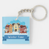 Wintertijd sneeuwen sleutelhanger (Achterkant)