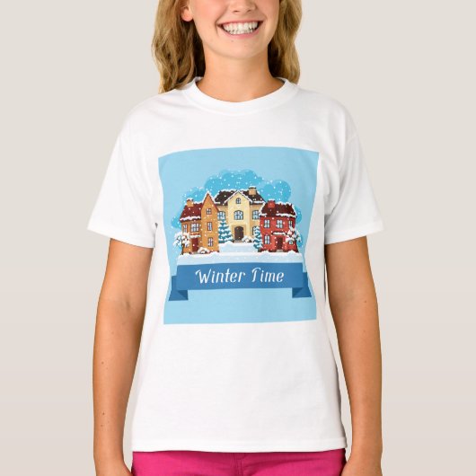 Wintertijd sneeuwen t-shirt (Voorkant)