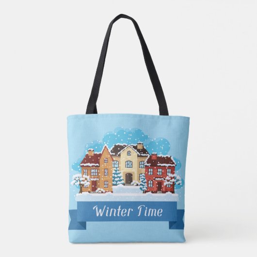 Wintertijd sneeuwen tote bag (Achterkant)