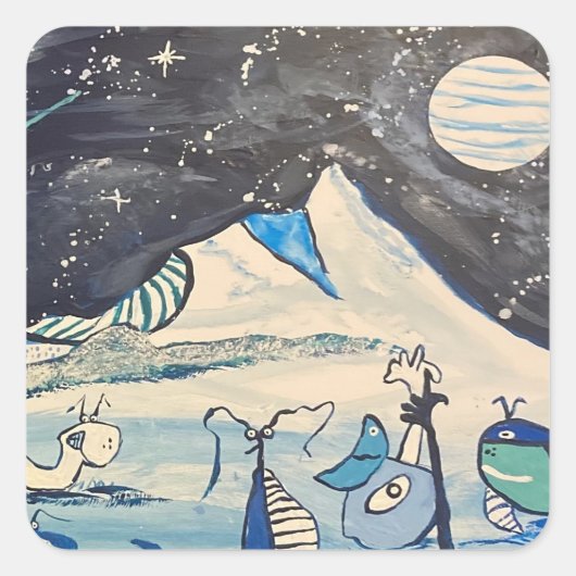 WINTERTIJD VIERKANTE STICKER (Voorkant)