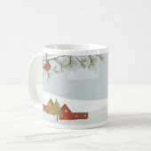 Wintertijdscène met Mok van rode vogels (Voorkant links)