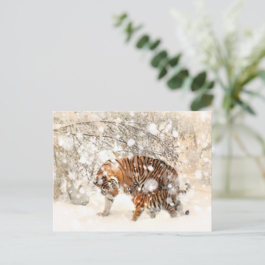 Wintertijgers Briefkaart (Staand voorkant)