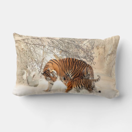 Wintertijgers gooien kussen (Achterkant)