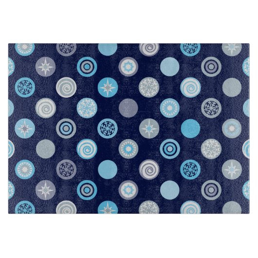 Wintertime Polka Dot Blue Cutting Board Snijplank (Voorkant)