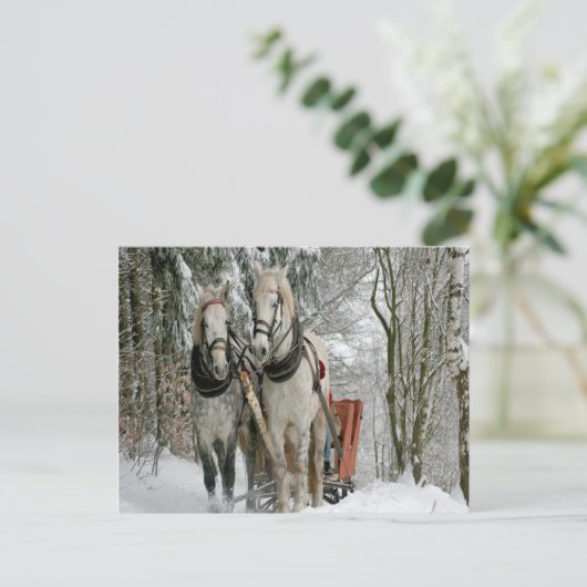 Wintertime Sleigh Ride Briefkaart (Staand voorkant)