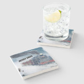 Wintertocht met meisje stenen onderzetter (Zijkant)