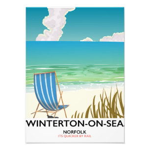 Winterton-on-Sea Norfolk Strand reisposter Foto Afdruk