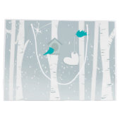 WinterTortelduifjes in wit en grijs Groot Cadeauzakje (Achterkant)