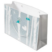 WinterTortelduifjes in wit en grijs Groot Cadeauzakje (Achterkant Gekanteld)