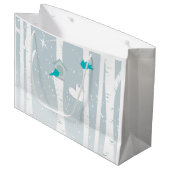 WinterTortelduifjes in wit en grijs Groot Cadeauzakje (Voorkant Gekanteld)