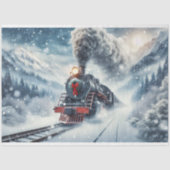 Wintertrein met kerstkrans Decoupage Tissuepapier (Voorkant)