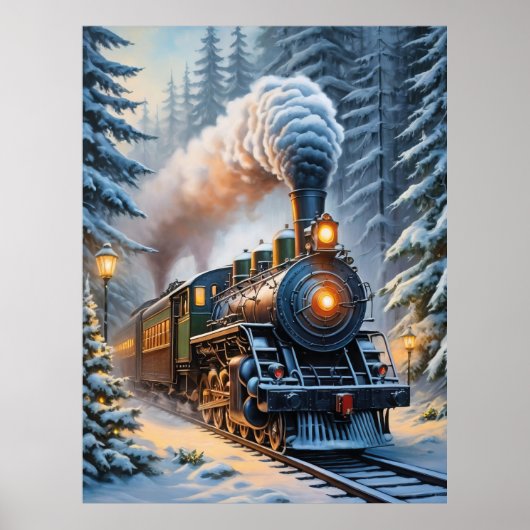  Wintertrein Schilderachtig kunstwerk Poster (Voorkant)