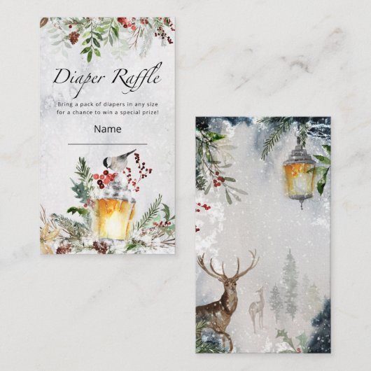 Wintertreinkaartje baby shower informatiekaartje (Voorkant / Achterkant)