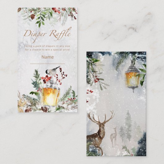 Wintertreinkaartje baby shower informatiekaartje (Voorkant / Achterkant)