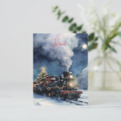 Wintertreinreis door het besneeuwde landschap briefkaart (Staand voorkant)