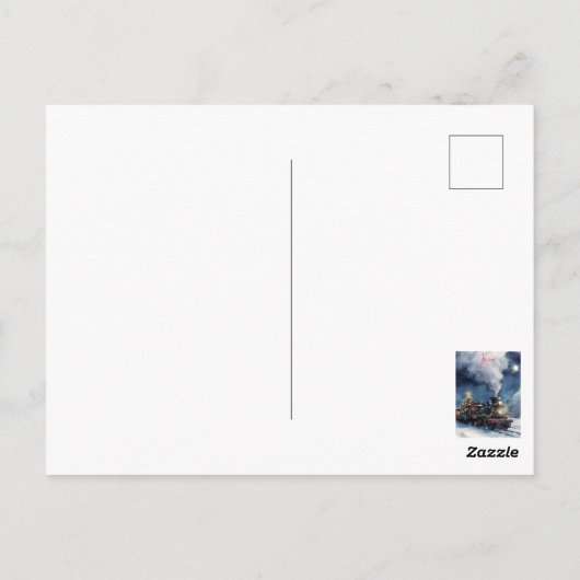 Wintertreinreis door het besneeuwde landschap briefkaart (Achterkant)