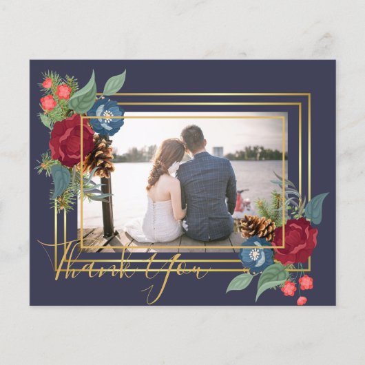 Wintertrouw burgundy turkooisblauw modern flyer (Voorkant)