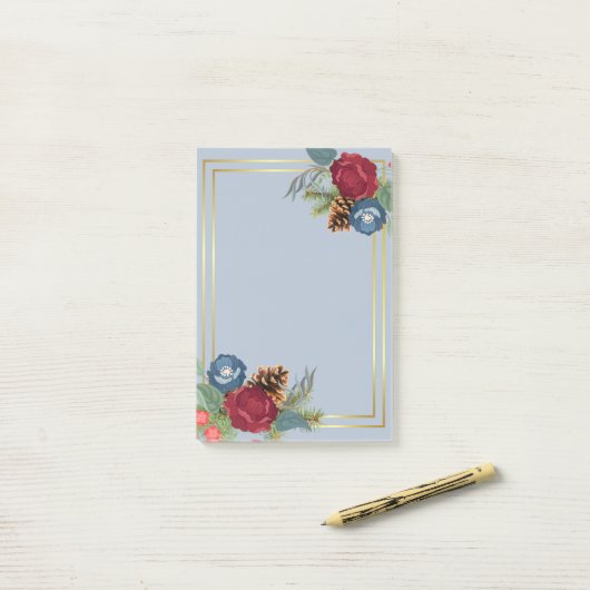 Wintertrouw burgundy turkooisblauw modern post-it® notes (Op bureau)