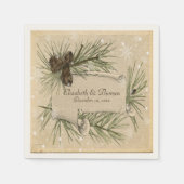 Wintertrouw, dennenappels, op maat gemaakte papier servet (Voorkant)