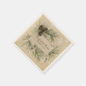Wintertrouw, dennenappels, op maat gemaakte papier servet (Hoek)