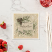 Wintertrouw, dennenappels, op maat gemaakte papier servet (Insitu)