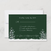 Wintertrouw Dennenbomen Sneeuwvlokken RSVP Kaartje (Achterkant)