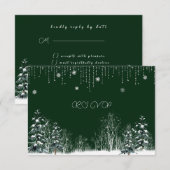 Wintertrouw Dennenbomen Sneeuwvlokken RSVP Kaartje (Voorkant / Achterkant)