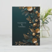 Wintertrouw Gouden dennenappels Groene dennennaald Kaart (Staand voorkant)