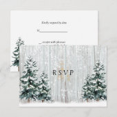 Wintertrouw Witte Berk Bos Dennenbomen Kaart (Voorkant / Achterkant)