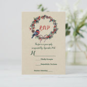 Wintertrouwfeest Kerstmis Hulst Bes Vogel Kaart (Staand voorkant)