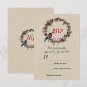 Wintertrouwfeest Kerstmis Hulst Bes Vogel Kaart (Voorkant / Achterkant)