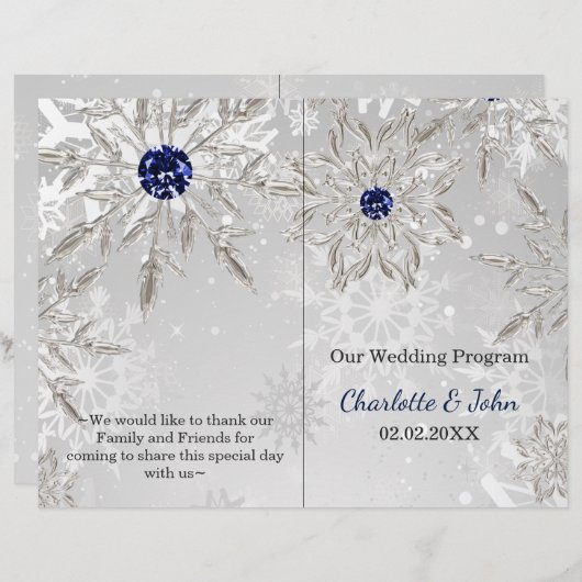wintertrouwprogramma voor zilveren sneeuwvlokken (Voorkant / Achterkant)