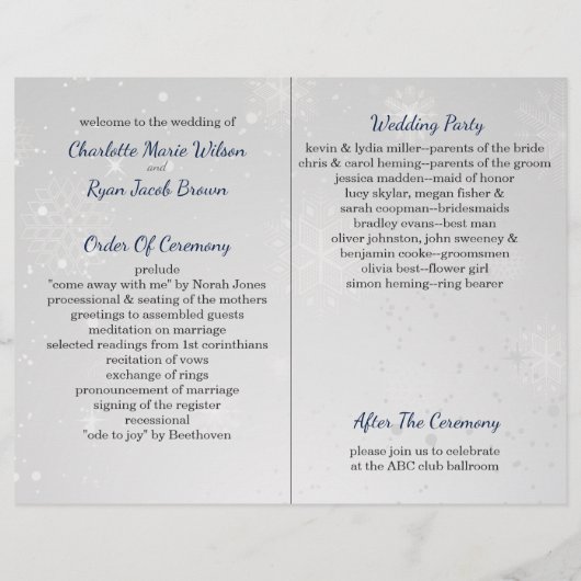 wintertrouwprogramma voor zilveren sneeuwvlokken (Achterkant)