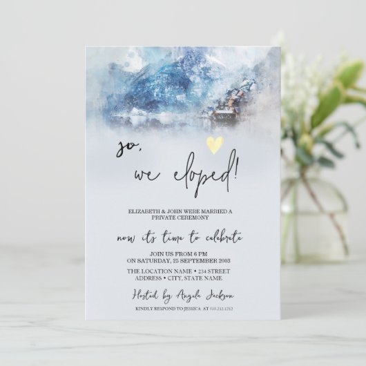 Wintertrouwvluchtwedding op bergmeer   kaart (Staand voorkant)