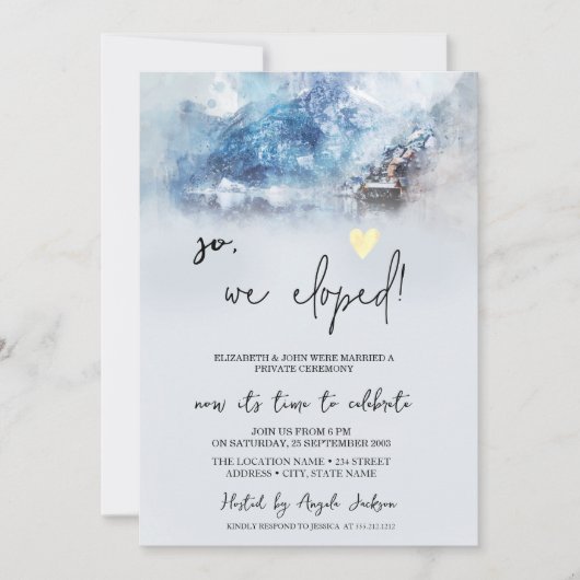 Wintertrouwvluchtwedding op het meer kaart (Voorkant)