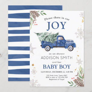 Wintertruck delen vreugde Baby shower koud buiten Kaart