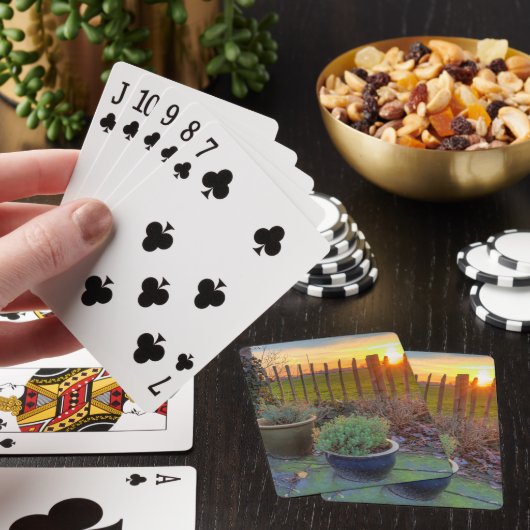 Wintertuin bij zonsondergang pokerkaarten (Insitu)