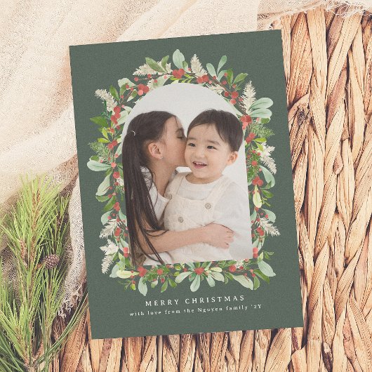 wintertuin | Groene boog kerst 1 foto Feestdagenkaart