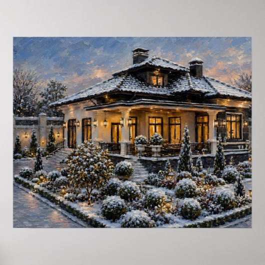 Wintertuin landgoed olieverfposter poster (Voorkant)