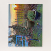 Wintertuin op zonsondergang legpuzzel (Verticaal)