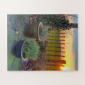 Wintertuin op zonsondergang legpuzzel (Horizontaal)