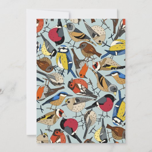 Wintertuin Vogels Celadon blauw Feestdagenkaart (Voorkant)