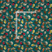 wintertuin vogels viridian stof (Delen)