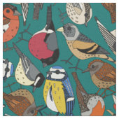 wintertuin vogels viridian stof (Close Up)