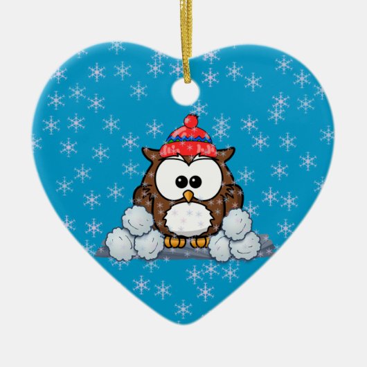 winteruil keramisch ornament (Voorkant)