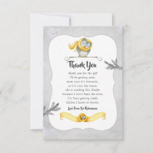Winteruil Kerst Babyshower Bedankkaart